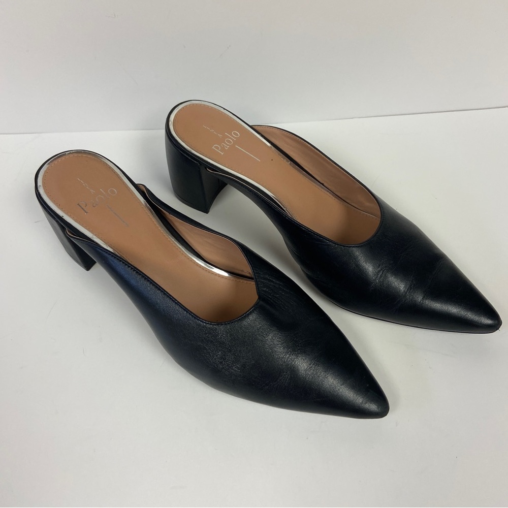 Paolo Black Leather Heels